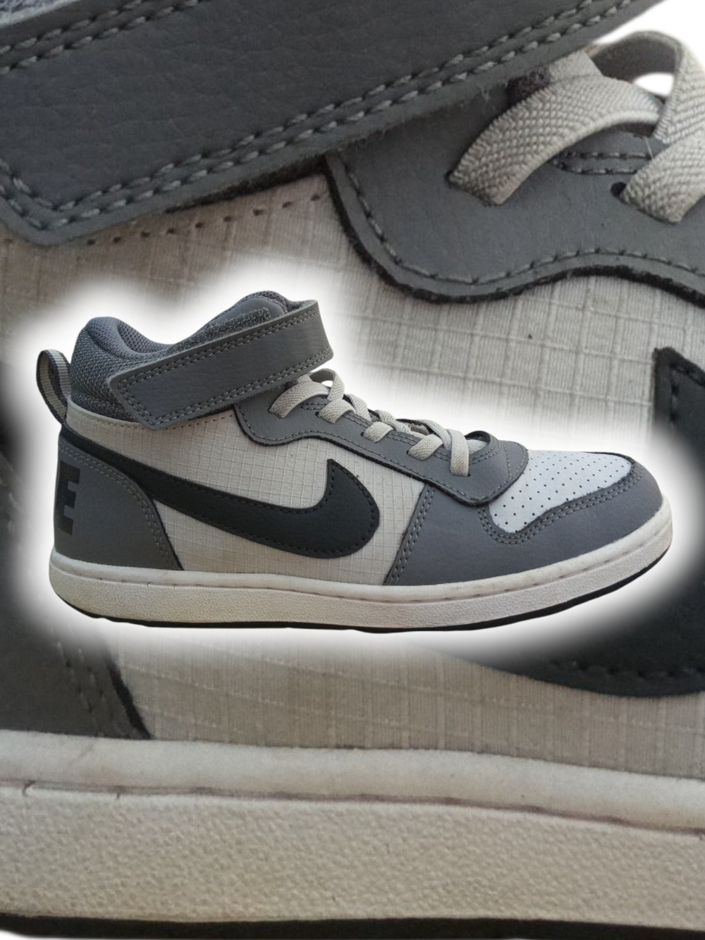 (EUC) Nike® Court Borough Mid GS "Cool Grey Anthracite" Big Kids Shoe - Size 3Y